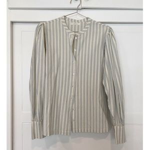 Dôen Scarlet Top - striped chambray